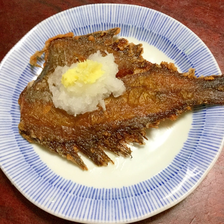 カレイの一夜干しの唐揚げ！